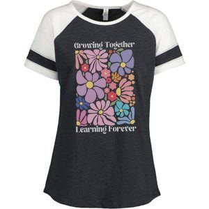 Growing Together Learning Forever Enza Ladies Jersey Colorblock Tee