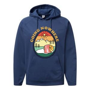 Gudetama The Lazy Egg Camping Going Nowhere Performance Fleece Hoodie