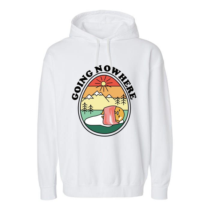 Gudetama The Lazy Egg Camping Going Nowhere Garment-Dyed Fleece Hoodie