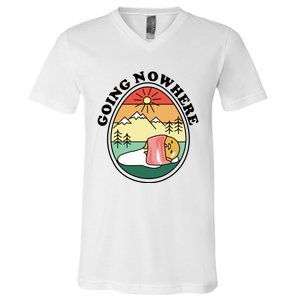 Gudetama The Lazy Egg Camping Going Nowhere V-Neck T-Shirt