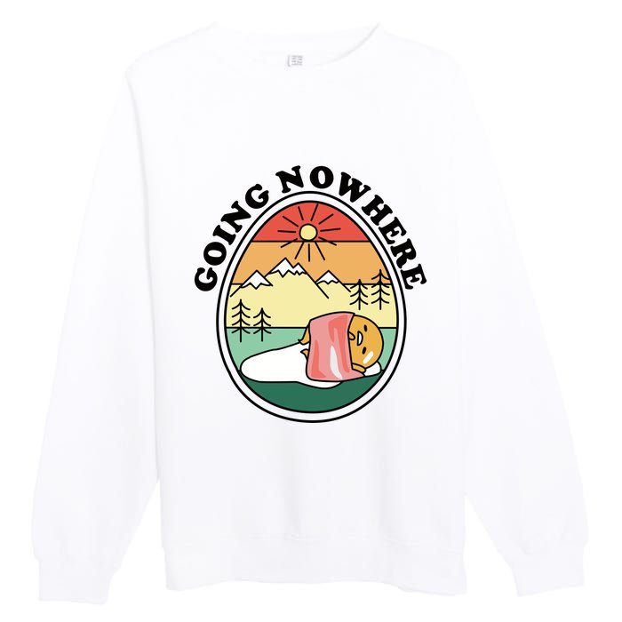 Gudetama The Lazy Egg Camping Going Nowhere Premium Crewneck Sweatshirt