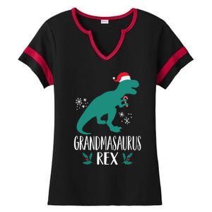 Grandmasaurus Trex Matching Family Christmas Dino Outfit Gift Ladies Halftime Notch Neck Tee