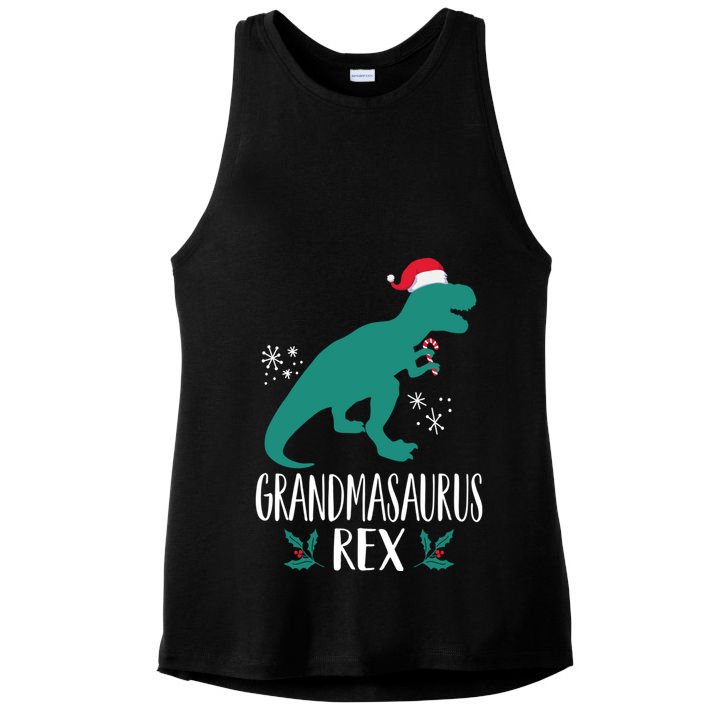Grandmasaurus Trex Matching Family Christmas Dino Outfit Gift Ladies PosiCharge Tri-Blend Wicking Tank