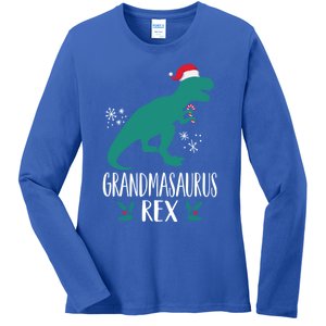 Grandmasaurus Trex Matching Family Christmas Dino Outfit Gift Ladies Long Sleeve Shirt