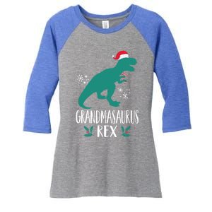 Grandmasaurus Trex Matching Family Christmas Dino Outfit Gift Women's Tri-Blend 3/4-Sleeve Raglan Shirt