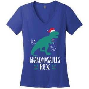 Grandmasaurus Trex Matching Family Christmas Dino Outfit Gift Women's V-Neck T-Shirt