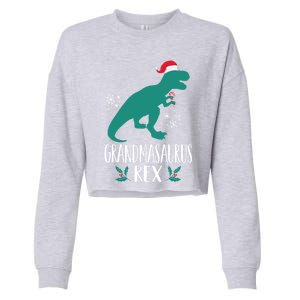 Grandmasaurus Trex Matching Family Christmas Dino Outfit Gift Cropped Pullover Crew