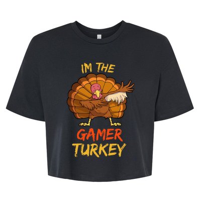 Gamer Turkey Matching Family Group Thanksgiving Party Pajama Bella+Canvas Jersey Crop Tee