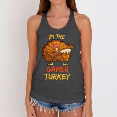 Gamer Turkey Matching Family Group Thanksgiving Party Pajama Women's Knotted Racerback Tank