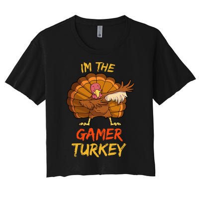 Gamer Turkey Matching Family Group Thanksgiving Party Pajama Women's Crop Top Tee