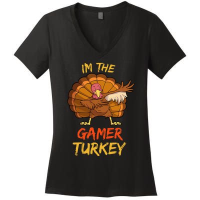 Gamer Turkey Matching Family Group Thanksgiving Party Pajama Women's V-Neck T-Shirt