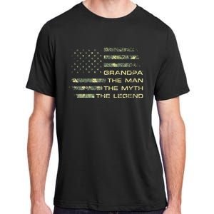 Grandpa The Man The Myth The Legend Fathers Day Camo US Flag Adult ChromaSoft Performance T-Shirt