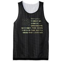 Grandpa The Man The Myth The Legend Fathers Day Camo US Flag Mesh Reversible Basketball Jersey Tank