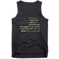 Grandpa The Man The Myth The Legend Fathers Day Camo US Flag Tank Top