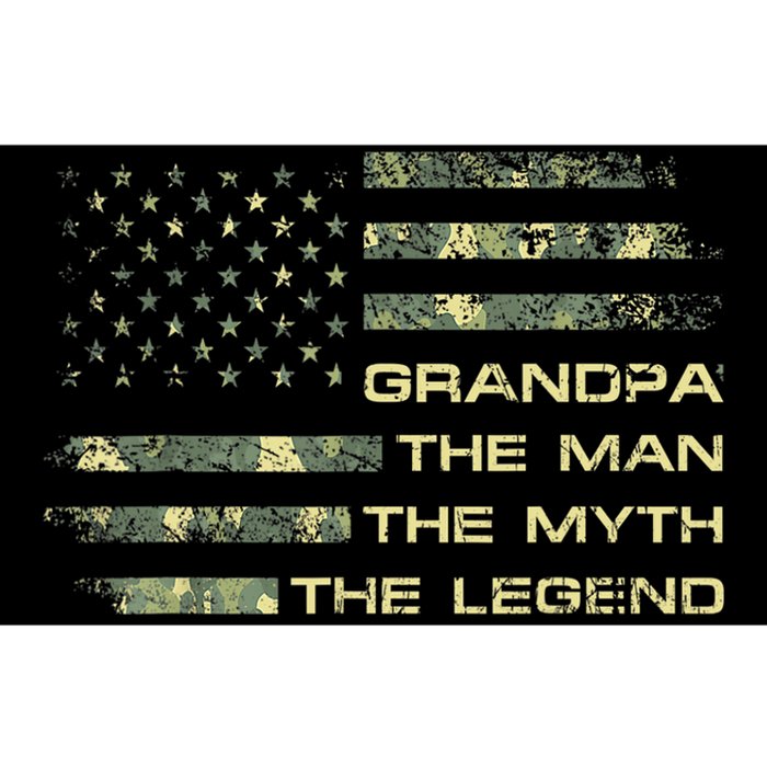 Grandpa The Man The Myth The Legend Fathers Day Camo US Flag Bumper Sticker