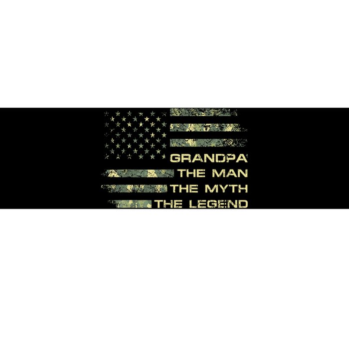 Grandpa The Man The Myth The Legend Fathers Day Camo US Flag Bumper Sticker