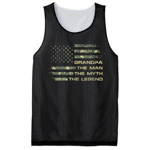 Grandpa The Man The Myth The Legend Fathers Day Camo US Flag Mesh Reversible Basketball Jersey Tank