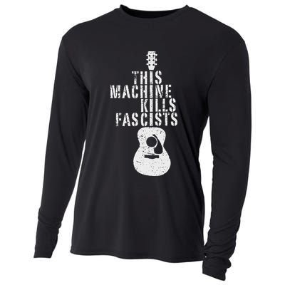 Guitar This Machines Kills Fascists Funny Music Lover Cooling Performance Long Sleeve Crew