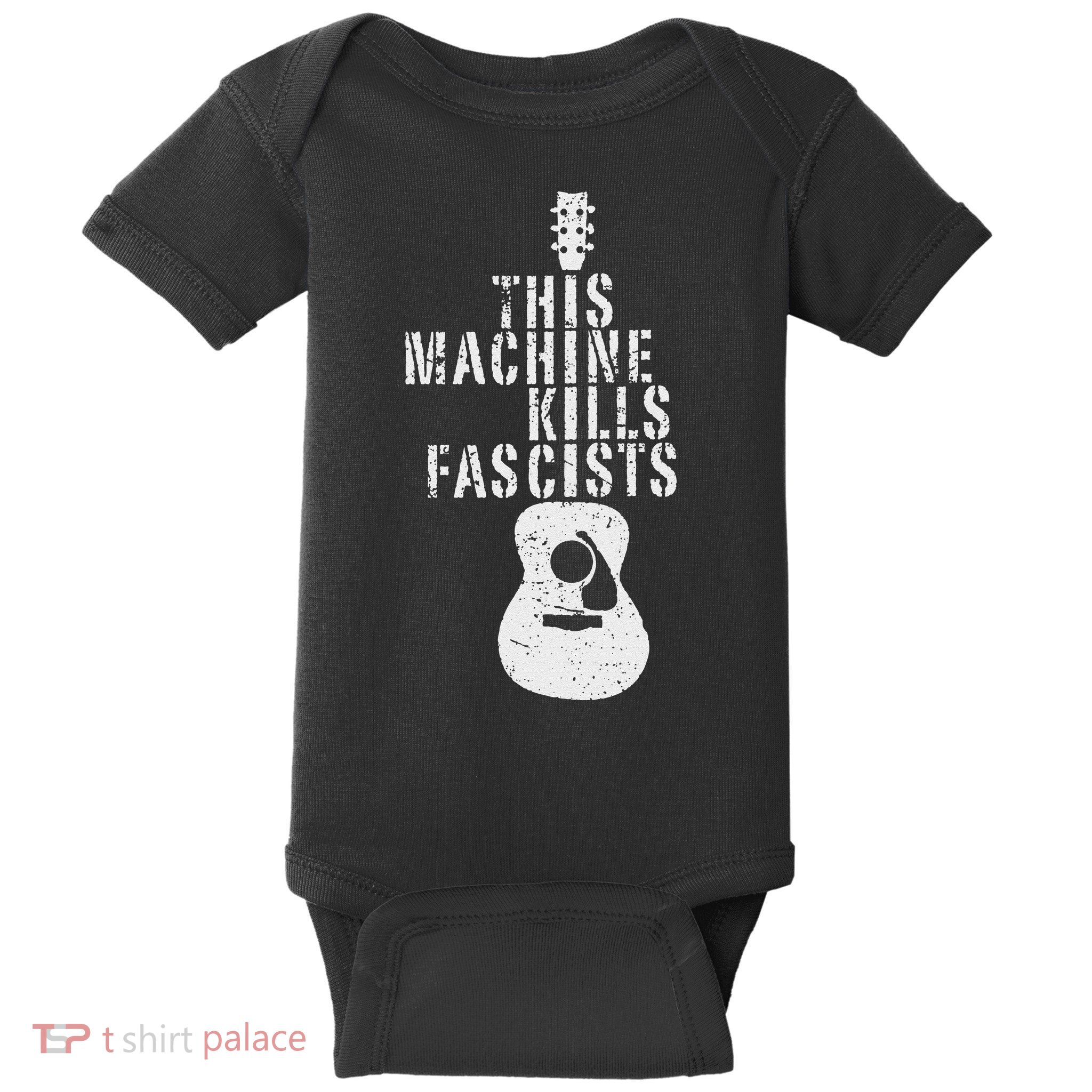 Guitar This Machines Kills Fascists Funny Music Lover Baby Bodysuit