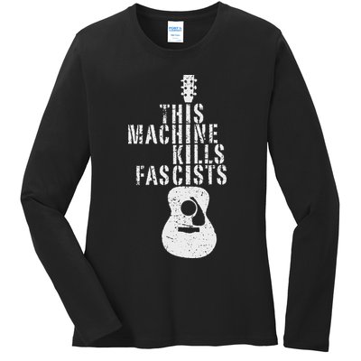 Guitar This Machines Kills Fascists Funny Music Lover Ladies Long Sleeve Shirt