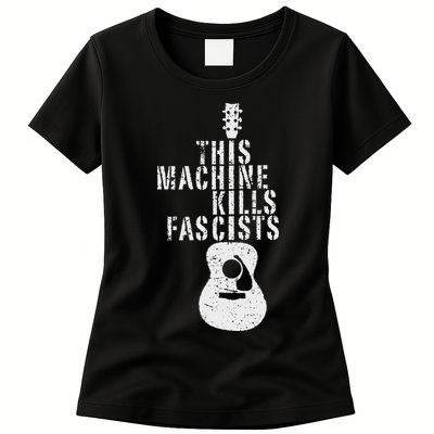 Guitar This Machines Kills Fascists Funny Music Lover Womens T-Shirt