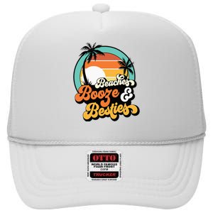 Girl Trip Matching Beaches Booze Besties Best Friends High Crown Mesh Back Trucker Hat