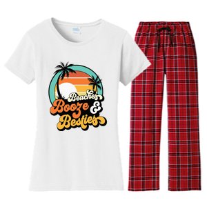 Girl Trip Matching Beaches Booze Besties Best Friends Women's Flannel Pajama Set