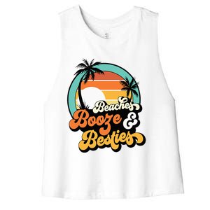 Girl Trip Matching Beaches Booze Besties Best Friends Women's Racerback Cropped Tank