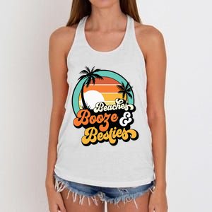 Girl Trip Matching Beaches Booze Besties Best Friends Women's Knotted Racerback Tank