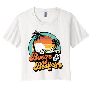 Girl Trip Matching Beaches Booze Besties Best Friends Women's Crop Top Tee