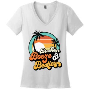 Girl Trip Matching Beaches Booze Besties Best Friends Women's V-Neck T-Shirt