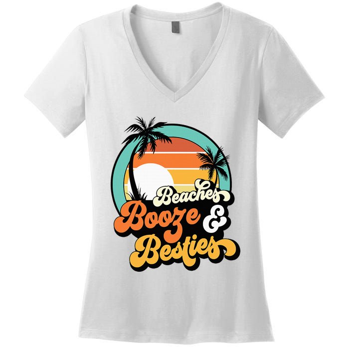 Girl Trip Matching Beaches Booze Besties Best Friends Women's V-Neck T-Shirt