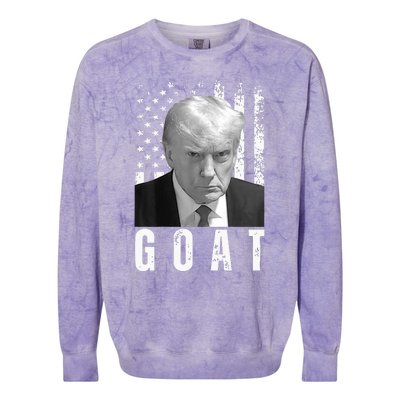 GOAT Trump Mugshot Legend Donald Trump 2024 Colorblast Crewneck Sweatshirt