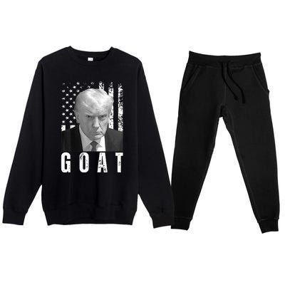 GOAT Trump Mugshot Legend Donald Trump 2024 Premium Crewneck Sweatsuit Set