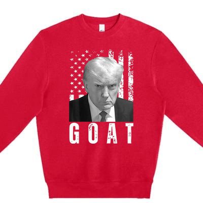 GOAT Trump Mugshot Legend Donald Trump 2024 Premium Crewneck Sweatshirt