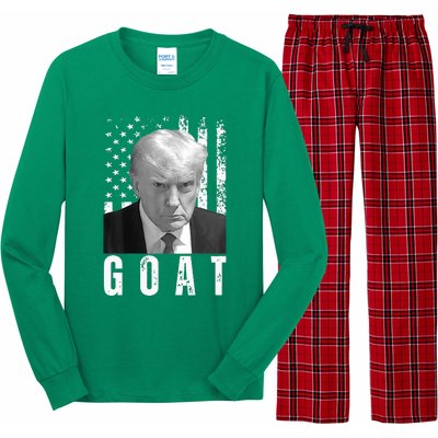 GOAT Trump Mugshot Legend Donald Trump 2024 Long Sleeve Pajama Set