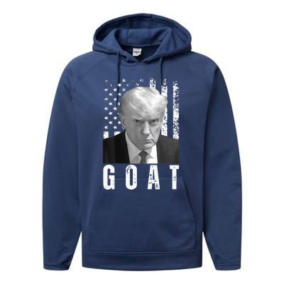 GOAT Trump Mugshot Legend Donald Trump 2024 Performance Fleece Hoodie