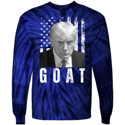 GOAT Trump Mugshot Legend Donald Trump 2024 Tie-Dye Long Sleeve Shirt