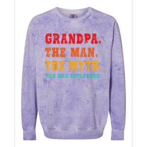 Grandpa The Man The Myth The Bad Influence Colorblast Crewneck Sweatshirt