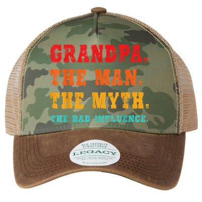Grandpa The Man The Myth The Bad Influence Legacy Tie Dye Trucker Hat