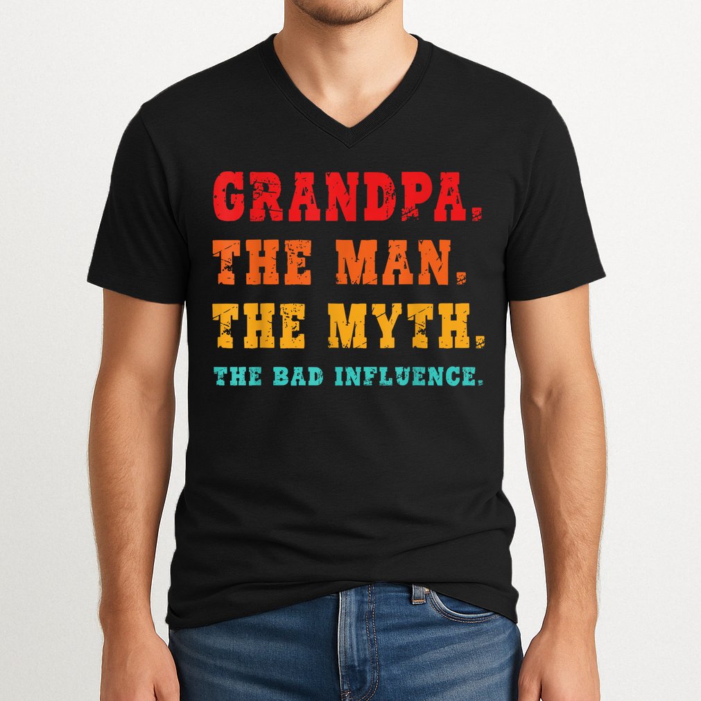 Grandpa The Man The Myth The Bad Influence V-Neck T-Shirt