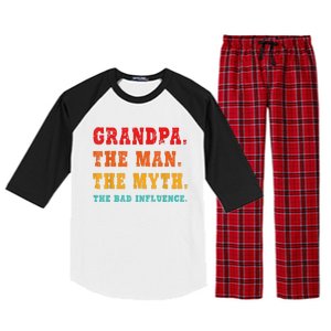 Grandpa The Man The Myth The Bad Influence Raglan Sleeve Pajama Set