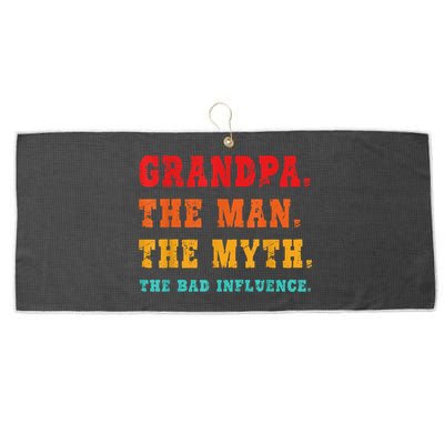 Grandpa The Man The Myth The Bad Influence Large Microfiber Waffle Golf Towel
