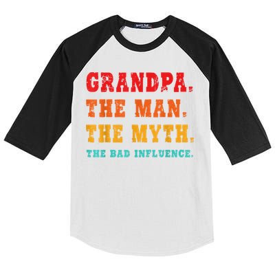Grandpa The Man The Myth The Bad Influence Kids Colorblock Raglan Jersey