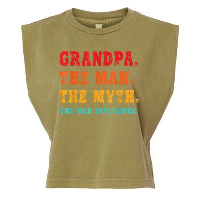 Grandpa The Man The Myth The Bad Influence Garment-Dyed Women's Muscle Tee