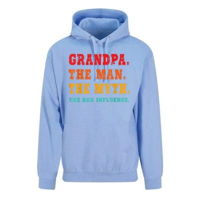 Grandpa The Man The Myth The Bad Influence Unisex Surf Hoodie