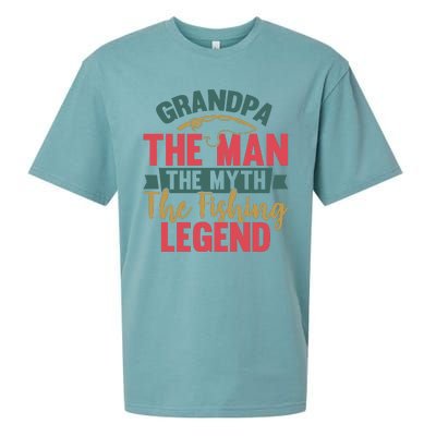 Grandpa The Man The Myth The Fishing Legend Father Day Gift Sueded Cloud Jersey T-Shirt