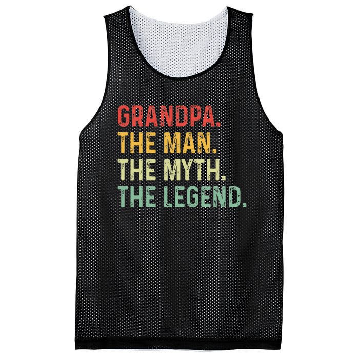 Grandpa The Man The Myth The Legend Fathers Day Gift Grandpa Mesh Reversible Basketball Jersey Tank