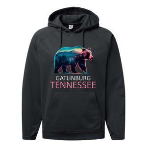 Gatlinburg Tennessee Mountains Bear Usa Hiking Souvenir Tn Performance Fleece Hoodie