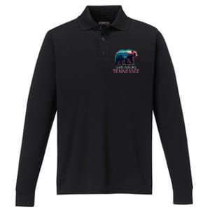 Gatlinburg Tennessee Mountains Bear Usa Hiking Souvenir Tn Performance Long Sleeve Polo